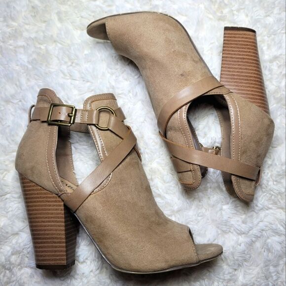 Justfab Roxii Taupe Open Toe Harness Bootie - Picture 6 of 12